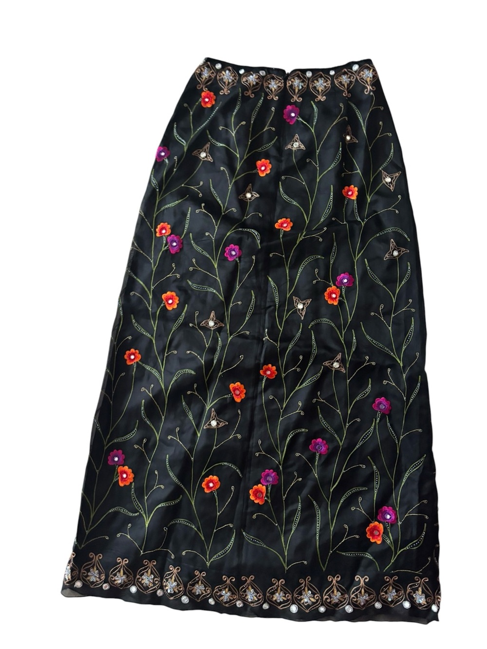 🌸 Vintage Chetta B 100% Silk Embroidered Maxi Skirt 🌸